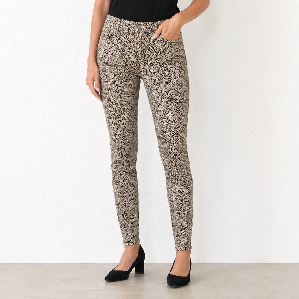 NYDJ Ami Skinny Ankle Leopard Cheetah Print Stretch Jeans Pants NWT Size 12 Y2K
